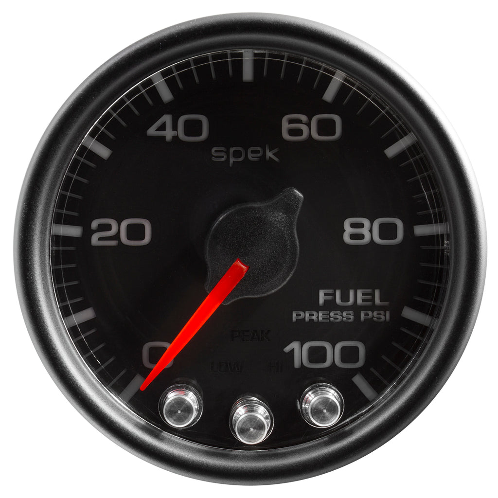 AutoMeter P31432 GAUGE, FUEL PRESS, 2 1/16", 100PSI, STEPPER MOTOR W/PEAK & WARN, BLK/BLK, SPEK