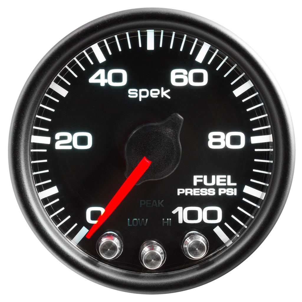 AutoMeter P31432 GAUGE, FUEL PRESS, 2 1/16", 100PSI, STEPPER MOTOR W/PEAK & WARN, BLK/BLK, SPEK
