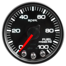 Load image into Gallery viewer, AutoMeter P31432 GAUGE, FUEL PRESS, 2 1/16", 100PSI, STEPPER MOTOR W/PEAK &amp; WARN, BLK/BLK, SPEK