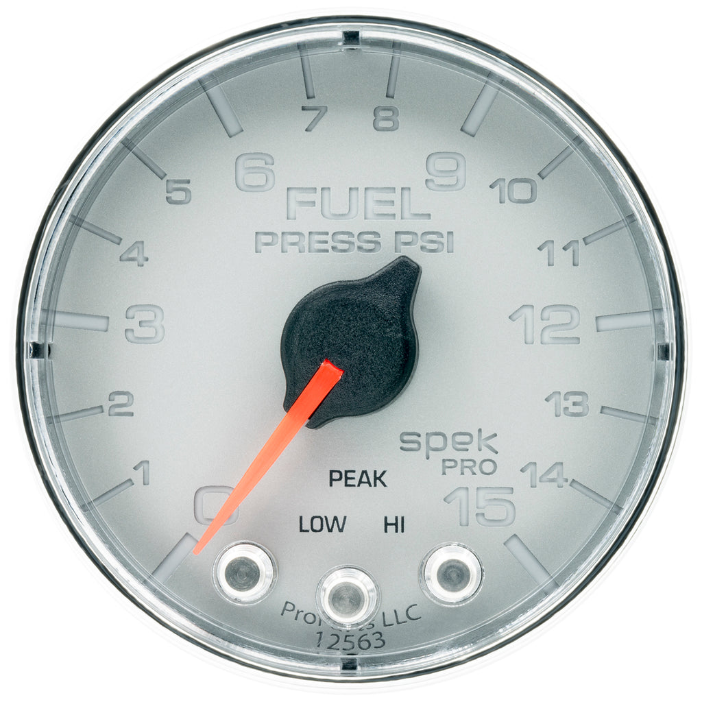 AutoMeter P315218 GAUGE, FUEL PRESS, 2 1/16", 15PSI, STEPPER MOTOR W/PEAK & WARN, SLVR/CHRM, SPEK