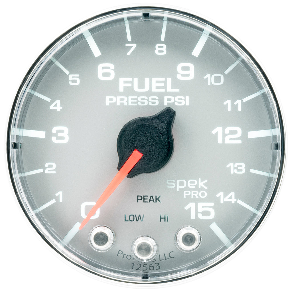 AutoMeter P315218 GAUGE, FUEL PRESS, 2 1/16", 15PSI, STEPPER MOTOR W/PEAK & WARN, SLVR/CHRM, SPEK