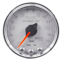 Load image into Gallery viewer, AutoMeter P31521 GAUGE, FUEL PRESS, 2 1/16", 15PSI, STEPPER MOTOR W/PEAK &amp; WARN, SLVR/CHRM, SPEK