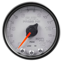 Load image into Gallery viewer, AutoMeter P31522 GAUGE, FUEL PRESS, 2 1/16", 15PSI, STEPPER MOTOR W/PEAK &amp; WARN, SLVR/BLK, SPEK