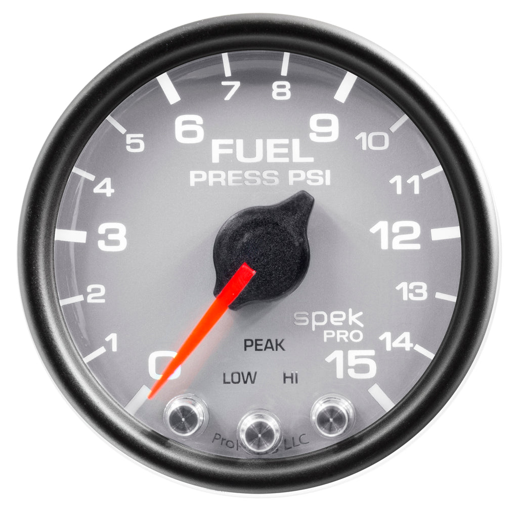 AutoMeter P31522 GAUGE, FUEL PRESS, 2 1/16", 15PSI, STEPPER MOTOR W/PEAK & WARN, SLVR/BLK, SPEK