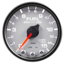 Load image into Gallery viewer, AutoMeter P31522 GAUGE, FUEL PRESS, 2 1/16", 15PSI, STEPPER MOTOR W/PEAK &amp; WARN, SLVR/BLK, SPEK