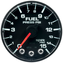 Load image into Gallery viewer, AutoMeter P315328 GAUGE, FUEL PRESS, 2 1/16", 15PSI, STEPPER MOTOR W/PEAK &amp; WARN, BLK/BLK, SPEK