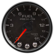 Load image into Gallery viewer, AutoMeter P31532 GAUGE, FUEL PRESS, 2 1/16", 15PSI, STEPPER MOTOR W/PEAK &amp; WARN, BLK/BLK, SPEK