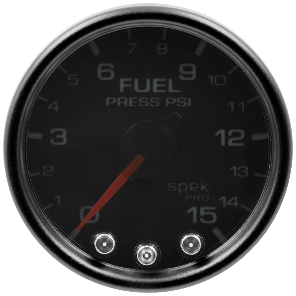 AutoMeter P31552 GAUGE, FUEL PRESS, 2 1/16", 15PSI, STEPPER MOTOR W/PK & WRN, BLK/SMOKE/BLK, SPEK