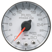Load image into Gallery viewer, AutoMeter P316118 GAUGE, FUEL PRESS, 2 1/16", 30PSI, STEPPER MOTOR W/PEAK &amp; WARN, WHT/CHRM, SPEK