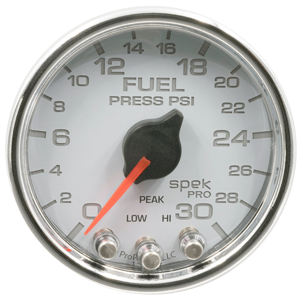 AutoMeter P31611 GAUGE, FUEL PRESS, 2 1/16", 30PSI, STEPPER MOTOR W/PEAK & WARN, WHT/CHRM, SPEK