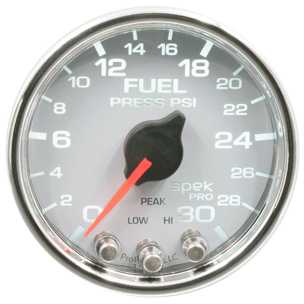 AutoMeter P31611 GAUGE, FUEL PRESS, 2 1/16", 30PSI, STEPPER MOTOR W/PEAK & WARN, WHT/CHRM, SPEK