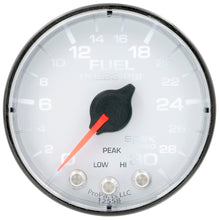 Load image into Gallery viewer, AutoMeter P316128 GAUGE, FUEL PRESS, 2 1/16", 30PSI, STEPPER MOTOR W/PEAK &amp; WARN, WHT/BLK, SPEK