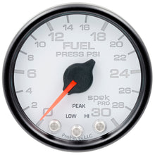 Load image into Gallery viewer, AutoMeter P31612 GAUGE, FUEL PRESS, 2 1/16", 30PSI, STEPPER MOTOR W/PEAK &amp; WARN, WHT/BLK, SPEK