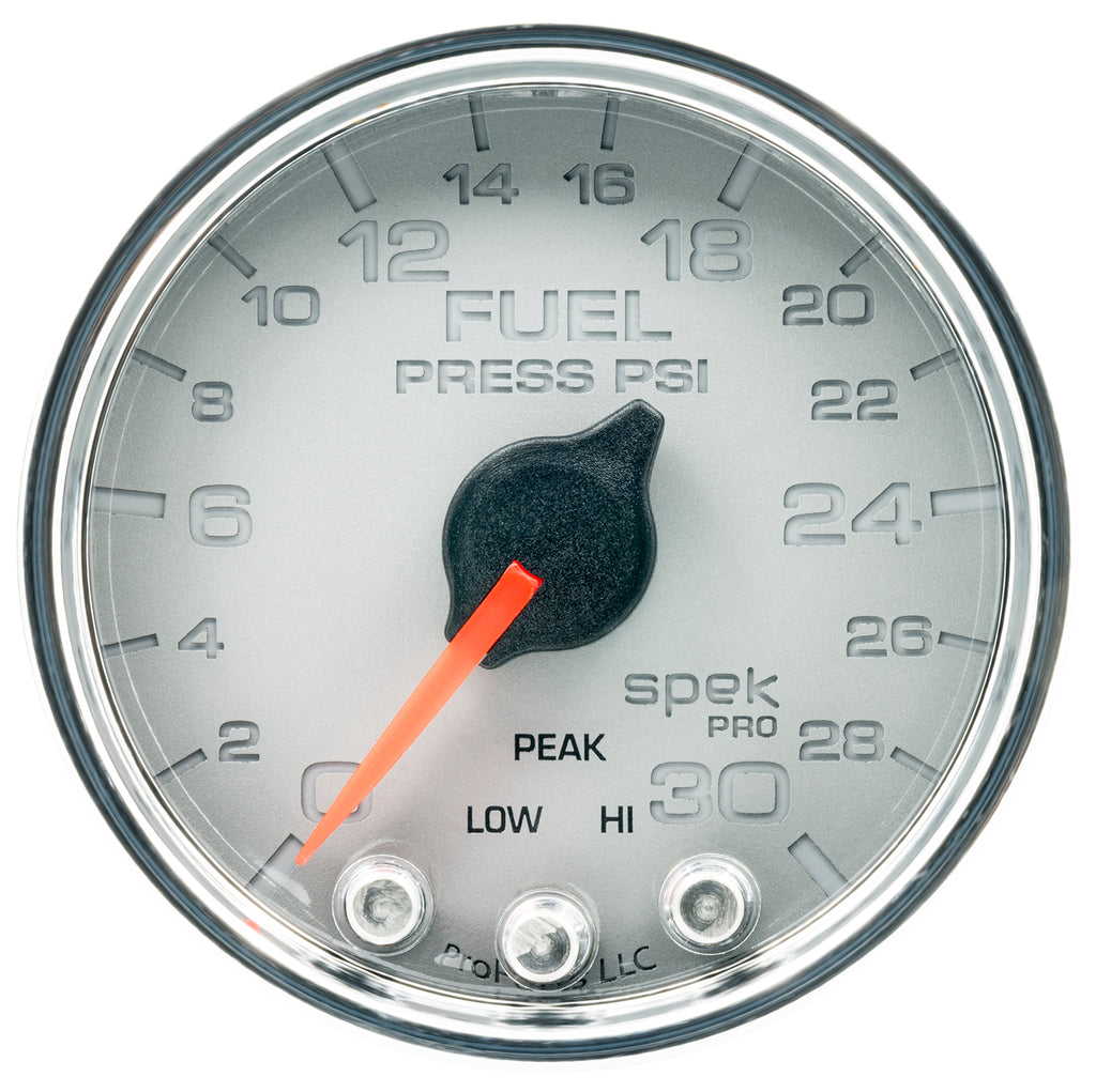 AutoMeter P31621 GAUGE, FUEL PRESS, 2 1/16", 30PSI, STEPPER MOTOR W/PEAK & WARN, SLVR/CHRM, SPEK