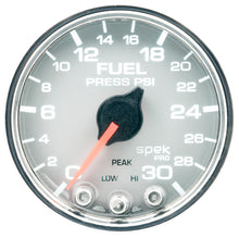 Load image into Gallery viewer, AutoMeter P31621 GAUGE, FUEL PRESS, 2 1/16", 30PSI, STEPPER MOTOR W/PEAK &amp; WARN, SLVR/CHRM, SPEK