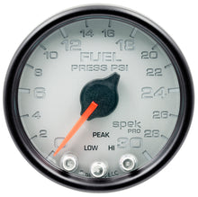 Load image into Gallery viewer, AutoMeter P31622 GAUGE, FUEL PRESS, 2 1/16", 30PSI, STEPPER MOTOR W/PEAK &amp; WARN, SLVR/BLK, SPEK