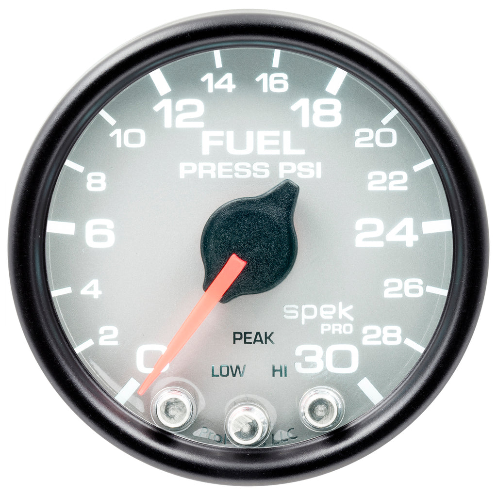 AutoMeter P31622 GAUGE, FUEL PRESS, 2 1/16", 30PSI, STEPPER MOTOR W/PEAK & WARN, SLVR/BLK, SPEK
