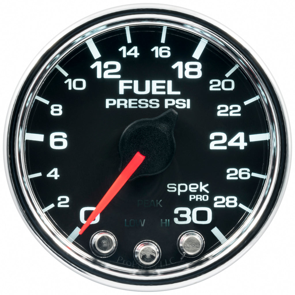 AutoMeter P31631 GAUGE, FUEL PRESS, 2 1/16", 30PSI, STEPPER MOTOR W/PEAK & WARN, BLK/CHRM, SPEK