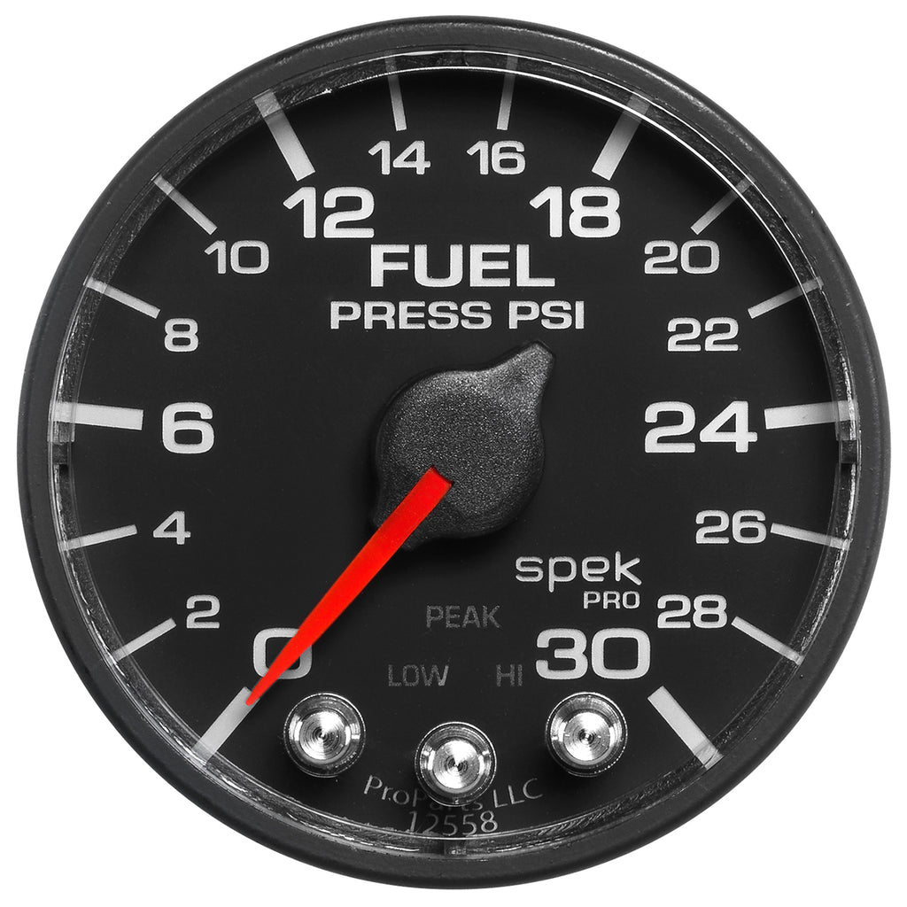 AutoMeter P316328 GAUGE, FUEL PRESS, 2 1/16", 30PSI, STEPPER MOTOR W/PEAK & WARN, BLK/BLK, SPEK