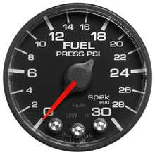 Load image into Gallery viewer, AutoMeter P316328 GAUGE, FUEL PRESS, 2 1/16", 30PSI, STEPPER MOTOR W/PEAK &amp; WARN, BLK/BLK, SPEK