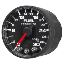 Load image into Gallery viewer, AutoMeter P316328 GAUGE, FUEL PRESS, 2 1/16", 30PSI, STEPPER MOTOR W/PEAK &amp; WARN, BLK/BLK, SPEK