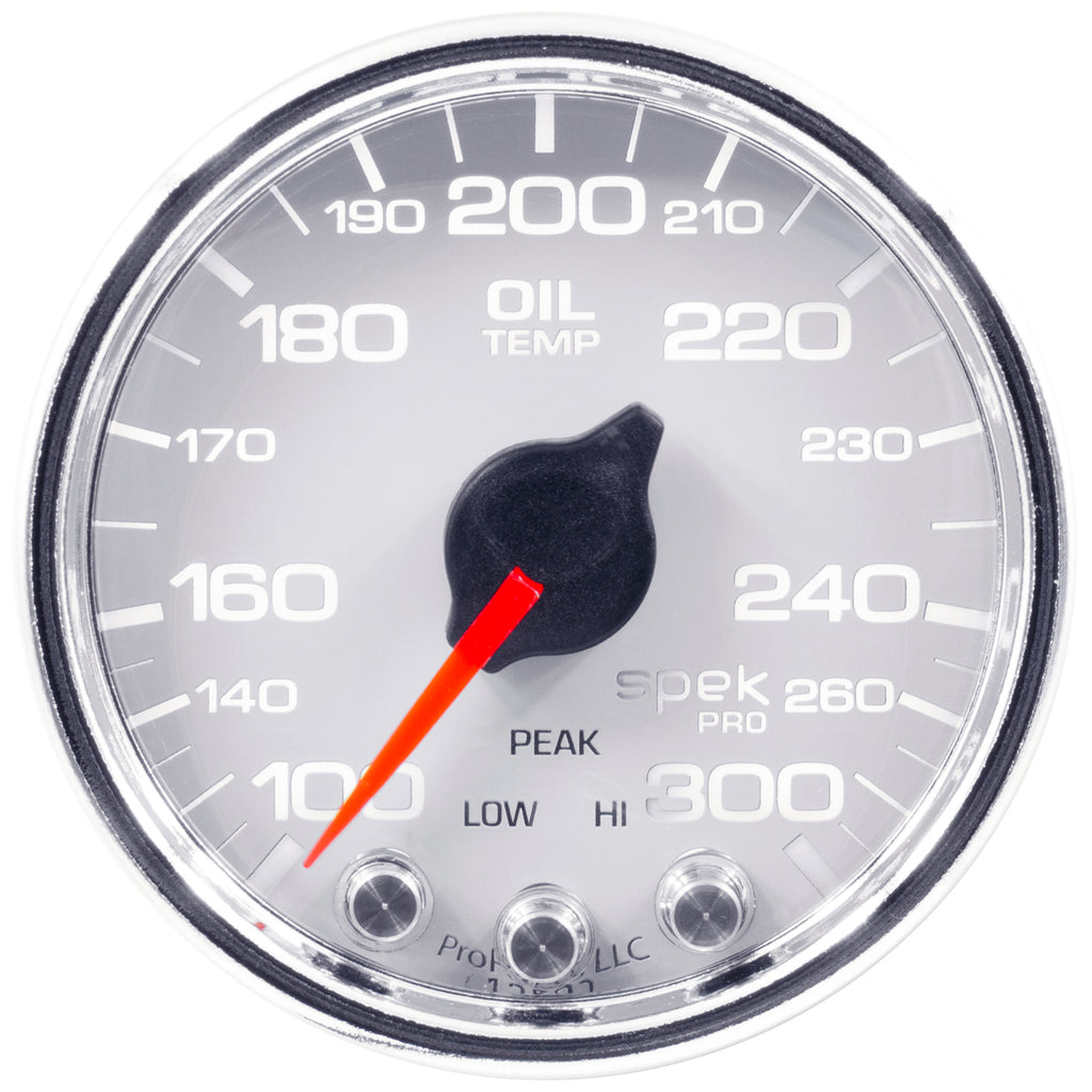 AutoMeter P32211 GAUGE, OIL TEMP, 2 1/16", 300?F, STEPPER MOTOR W/PEAK & WARN, WHT/CHRM, SPEK-PRO