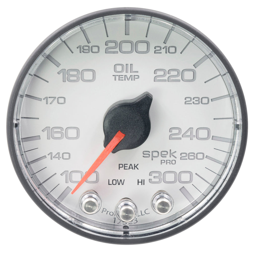 AutoMeter P322128 GAUGE, OIL TEMP, 2 1/16", 300?F, STEPPER MOTOR W/PEAK & WARN, WHT/BLK, SPEK-PRO