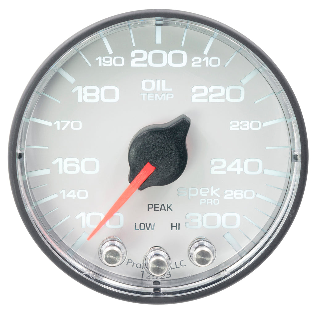 AutoMeter P322128 GAUGE, OIL TEMP, 2 1/16", 300?F, STEPPER MOTOR W/PEAK & WARN, WHT/BLK, SPEK-PRO