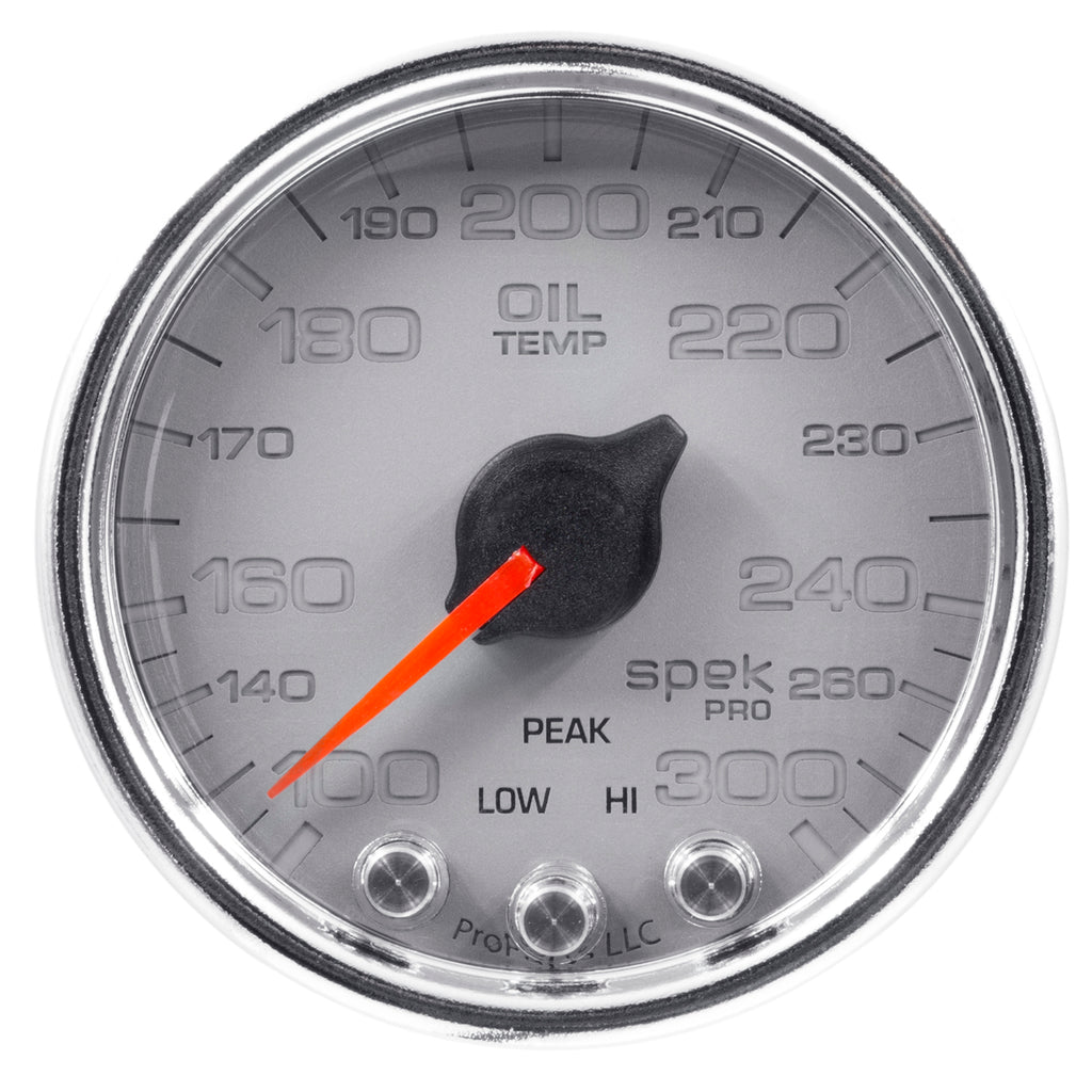 AutoMeter P32221 GAUGE, OIL TEMP, 2 1/16", 300?F, STEPPER MOTOR W/PK & WRN, SLVR/CHRM, SPEK-PRO