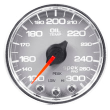 Load image into Gallery viewer, AutoMeter P32221 GAUGE, OIL TEMP, 2 1/16", 300?F, STEPPER MOTOR W/PK &amp; WRN, SLVR/CHRM, SPEK-PRO