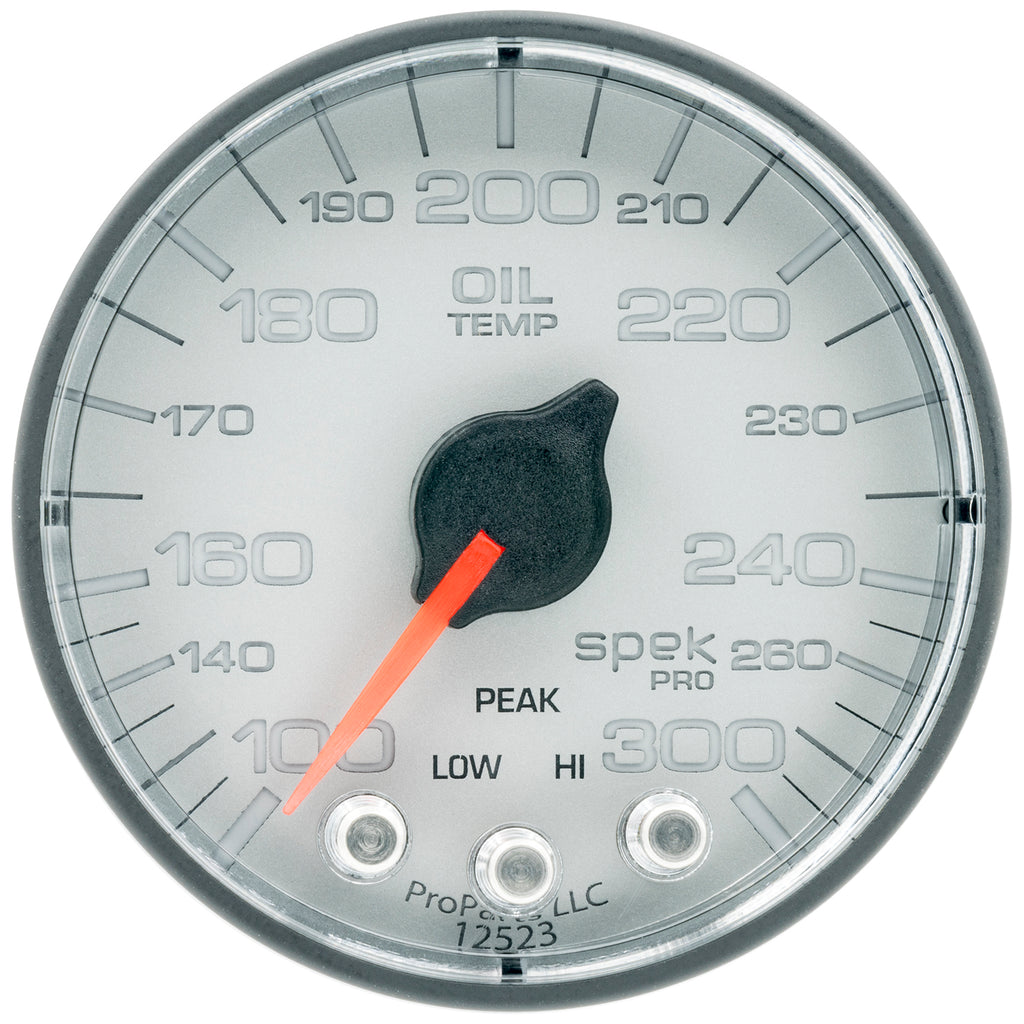 AutoMeter P322228 GAUGE, OIL TEMP, 2 1/16", 300?F, STEPPER MOTOR W/PEAK & WARN, SLVR/BLK, SPEK-PRO