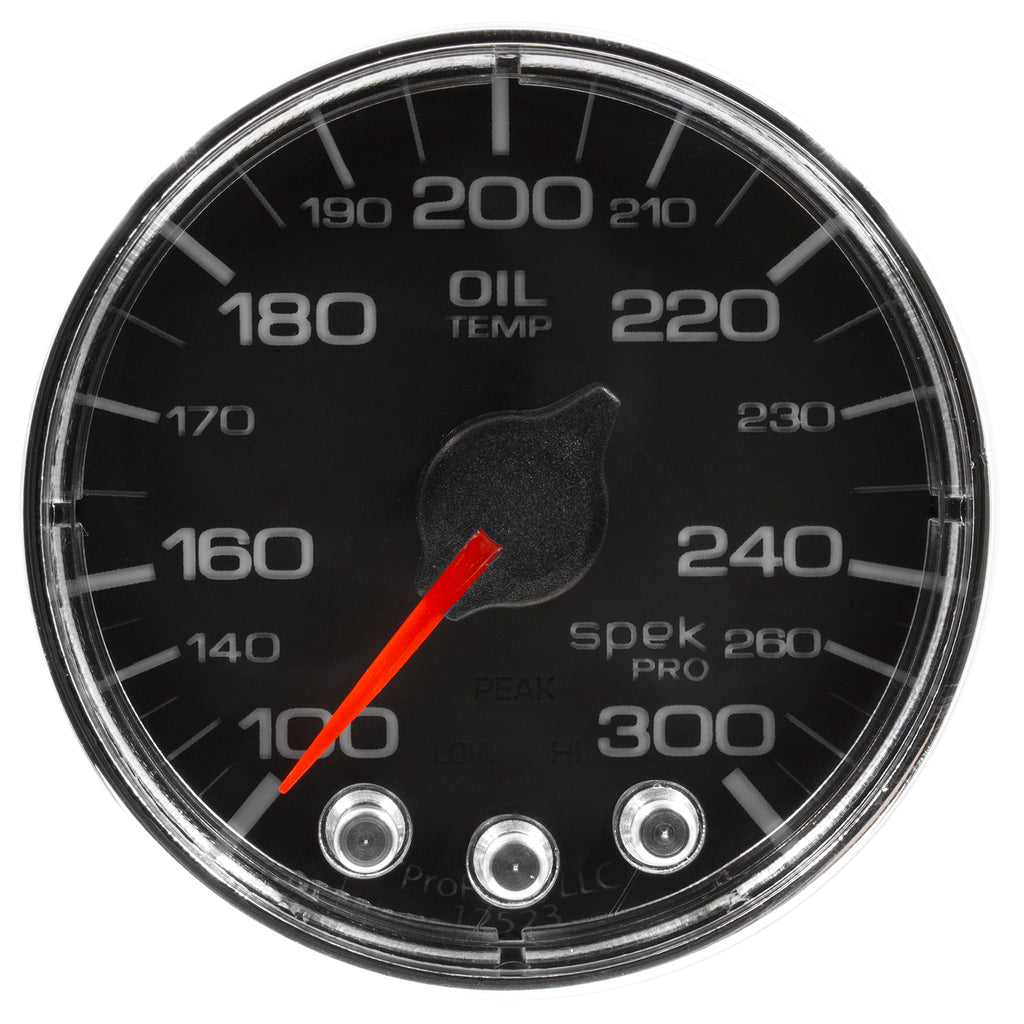AutoMeter P322318 GAUGE, OIL TEMP, 2 1/16", 300?F, STEPPER MOTOR W/PEAK & WARN, BLK/CHRM, SPEK-PRO