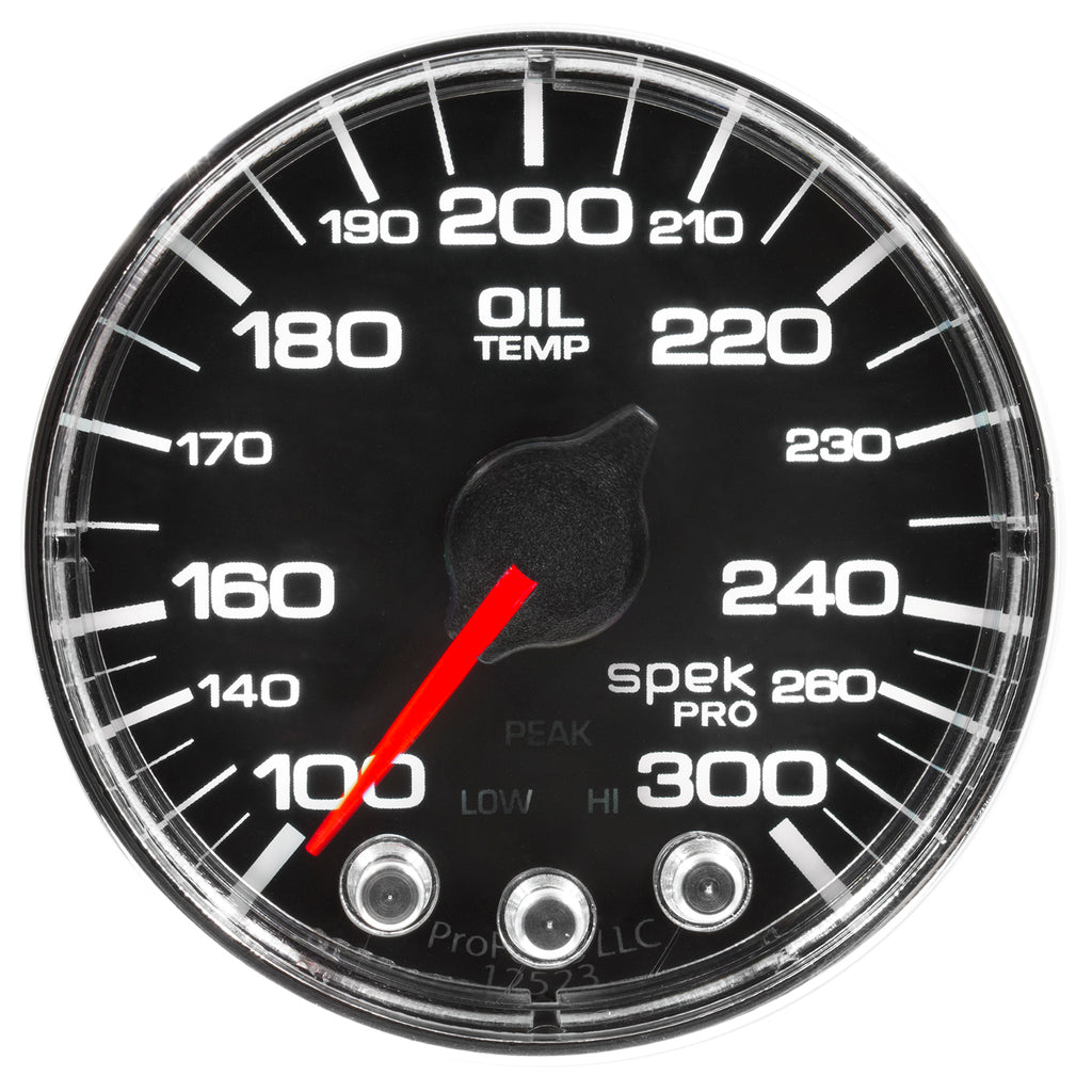 AutoMeter P322318 GAUGE, OIL TEMP, 2 1/16", 300?F, STEPPER MOTOR W/PEAK & WARN, BLK/CHRM, SPEK-PRO