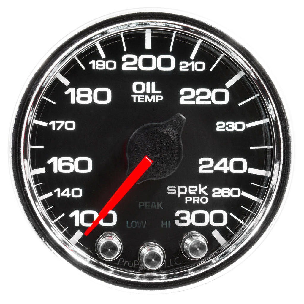 AutoMeter P32231 GAUGE, OIL TEMP, 2 1/16", 300?F, STEPPER MOTOR W/PEAK & WARN, BLK/CHRM, SPEK-PRO