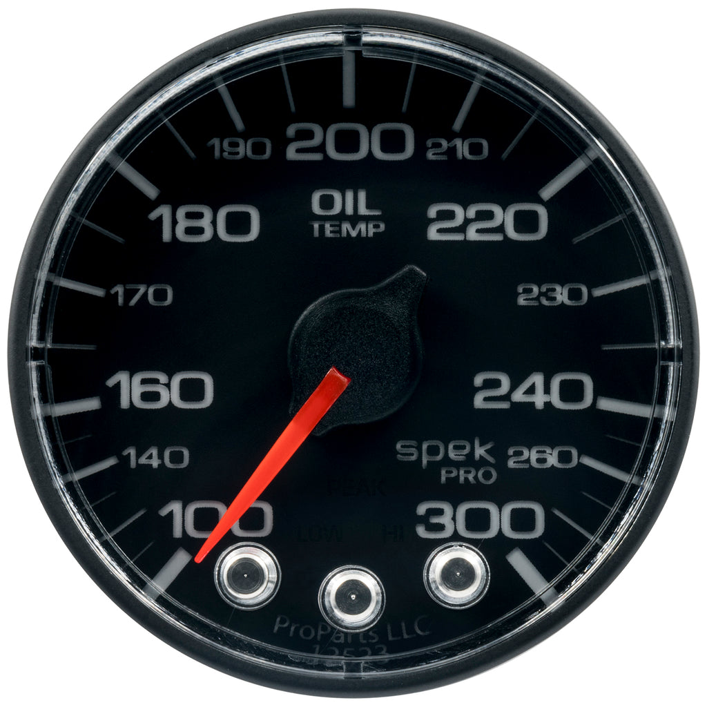 AutoMeter P322328 GAUGE, OIL TEMP, 2 1/16", 300?F, STEPPER MOTOR W/PEAK & WARN, BLK/BLK, SPEK-PRO