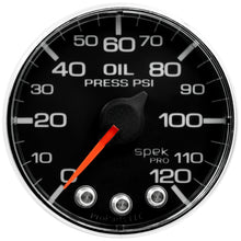 Load image into Gallery viewer, AutoMeter P325318 GAUGE, OIL PRESS, 2 1/16", 120PSI, STEPPER MOTOR W/PEAK &amp; WARN, BLK/CHRM, SPEK