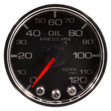 Load image into Gallery viewer, AutoMeter P32531 GAUGE, OIL PRESS, 2 1/16", 120PSI, STEPPER MOTOR W/PEAK &amp; WARN, BLK/CHRM, SPEK