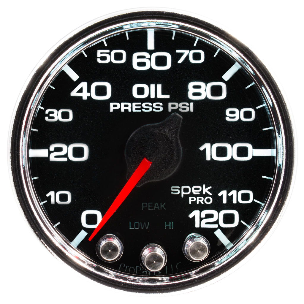 AutoMeter P32531 GAUGE, OIL PRESS, 2 1/16", 120PSI, STEPPER MOTOR W/PEAK & WARN, BLK/CHRM, SPEK
