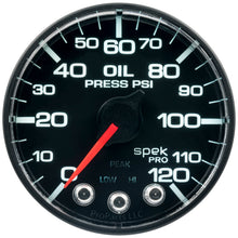 Load image into Gallery viewer, AutoMeter P325328 GAUGE, OIL PRESS, 2 1/16", 120PSI, STEPPER MOTOR W/PEAK &amp; WARN, BLK/BLK, SPEK