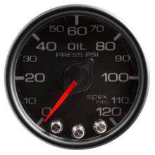 Load image into Gallery viewer, AutoMeter P32532 GAUGE, OIL PRESS, 2 1/16", 120PSI, STEPPER MOTOR W/PEAK &amp; WARN, BLK/BLK, SPEK