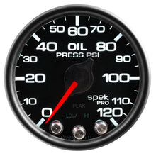 Load image into Gallery viewer, AutoMeter P32532 GAUGE, OIL PRESS, 2 1/16", 120PSI, STEPPER MOTOR W/PEAK &amp; WARN, BLK/BLK, SPEK