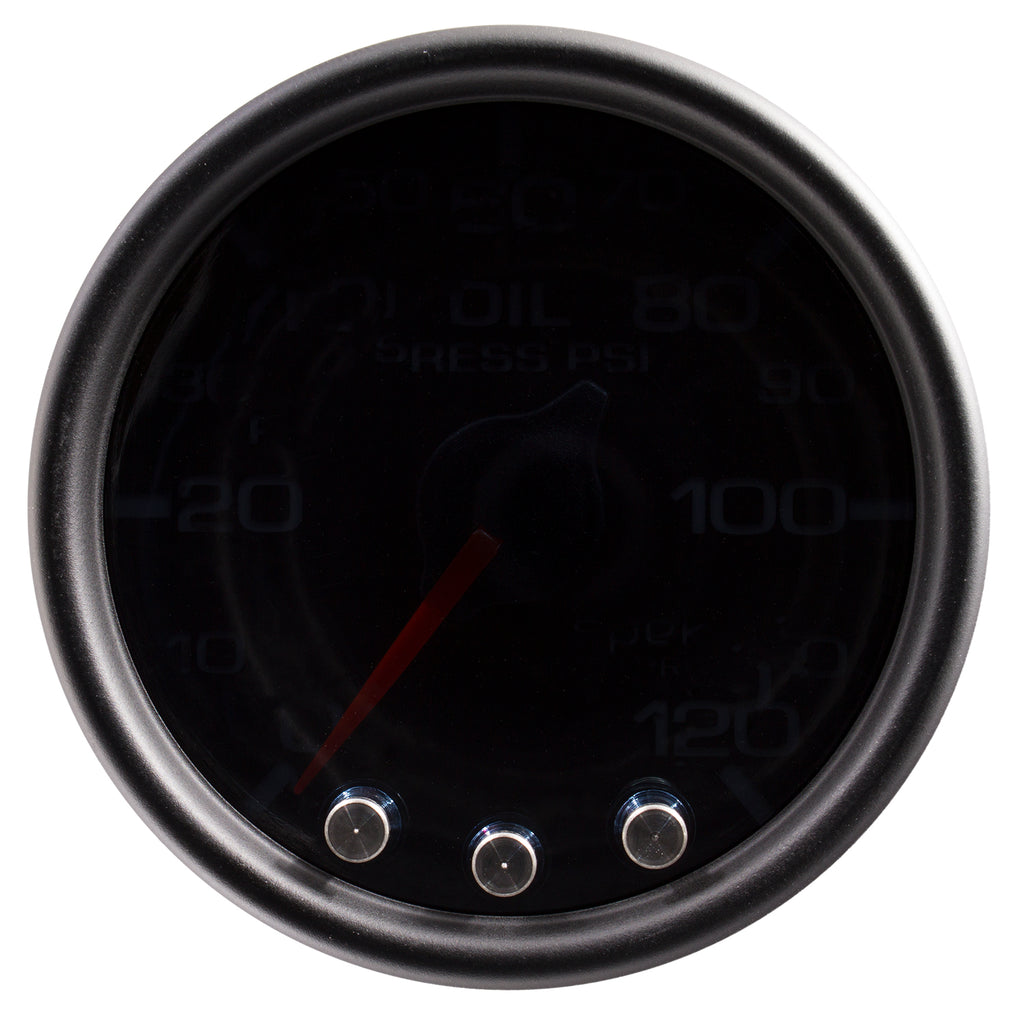 AutoMeter P32552 GAUGE, OIL PRESS, 2 1/16", 120PSI, STEPPER MOTOR W/PK & WRN, BLK/SMKE/BLK, SPEK