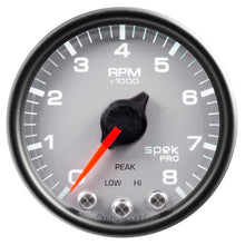 Load image into Gallery viewer, AutoMeter P33422 GAUGE, TACH, 2 1/16", 8K RPM, W/ SHIFT LIGHT &amp; PEAK MEM, SLVR/BLK, SPEK-PRO