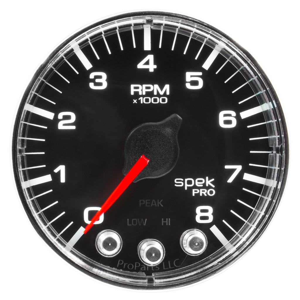 AutoMeter P334318 GAUGE, TACH, 2 1/16", 8K RPM, W/ SHIFT LIGHT & PEAK MEM, BLK/CHRM, SPEK-PRO