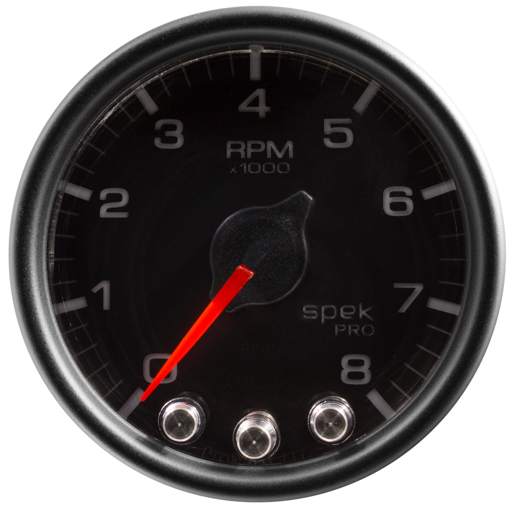 AutoMeter P33432 GAUGE, TACH, 2 1/16", 8K RPM, W/ SHIFT LIGHT & PEAK MEM, BLK/BLK, SPEK-PRO