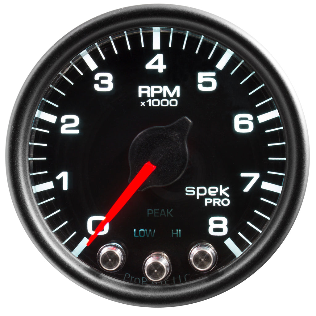 AutoMeter P33432 GAUGE, TACH, 2 1/16", 8K RPM, W/ SHIFT LIGHT & PEAK MEM, BLK/BLK, SPEK-PRO