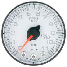 Load image into Gallery viewer, AutoMeter P336128 GAUGE, TACH, 2 1/16", 11K RPM, W/ SHIFT LIGHT &amp; PEAK MEM, WHT/BLK, SPEK-PRO