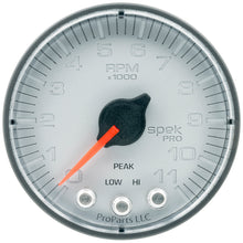 Load image into Gallery viewer, AutoMeter P336228 GAUGE, TACH, 2 1/16", 11K RPM, W/ SHIFT LIGHT &amp; PEAK MEM, SLVR/BLK, SPEK-PRO