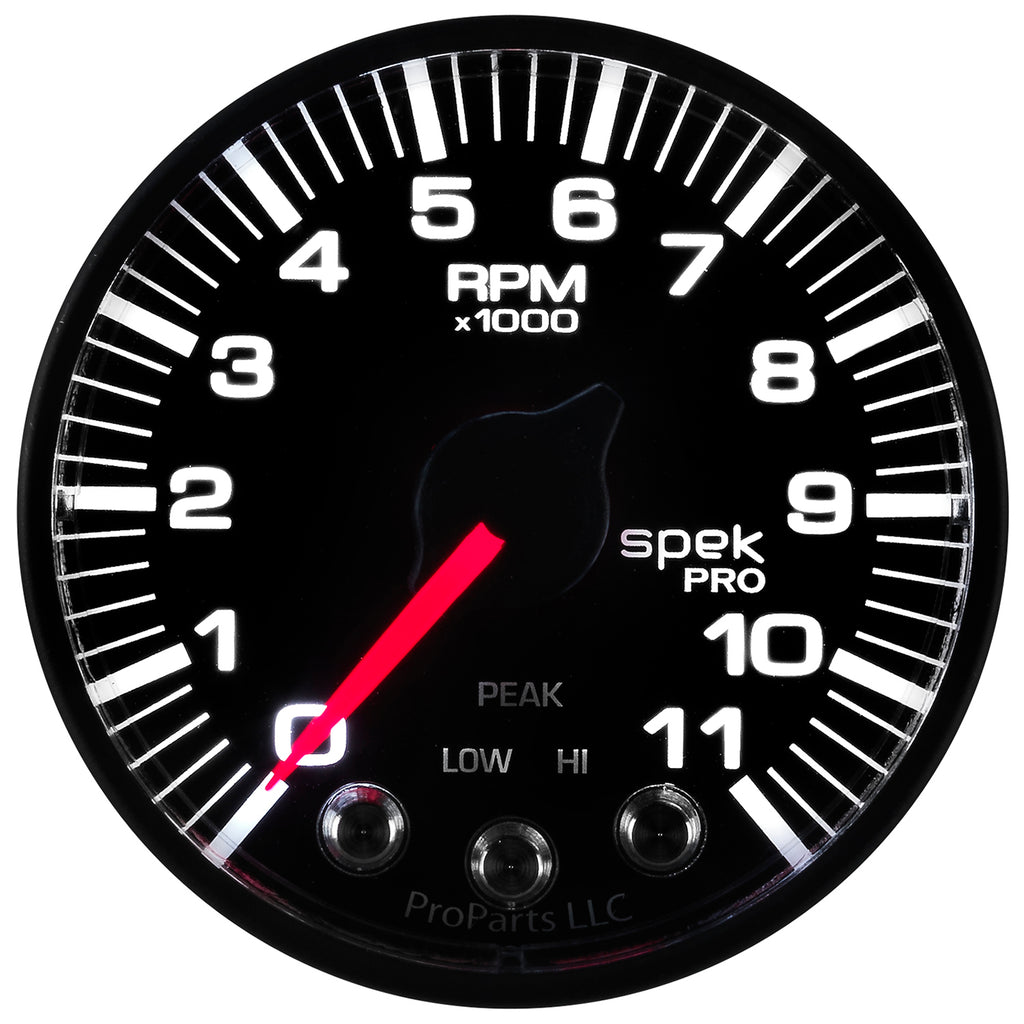 AutoMeter P336328 GAUGE, TACH, 2 1/16", 11K RPM, W/ SHIFT LIGHT & PEAK MEM, BLK/BLK, SPEK-PRO