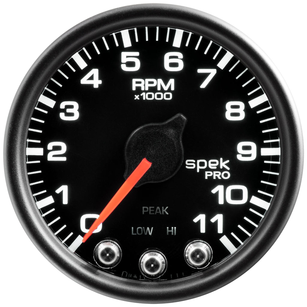 AutoMeter P33632 GAUGE, TACH, 2 1/16", 11K RPM, W/ SHIFT LIGHT & PEAK MEM, BLK/BLK, SPEK-PRO